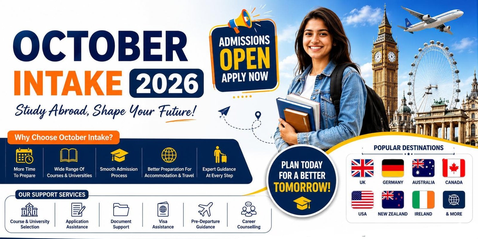 October Intake 2026 study abroad admission opportunities