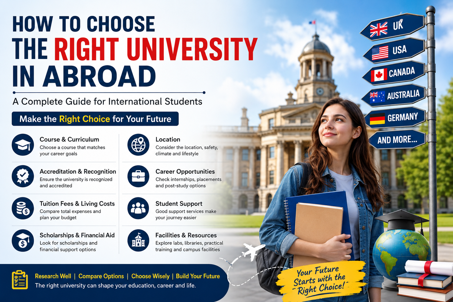 Students researching and choosing the right university abroad